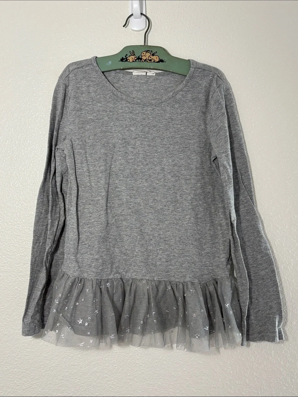 Gap Kids Long Sleeve Tulle Hem Shirt Size Medium | casual | girly | 100% cotton